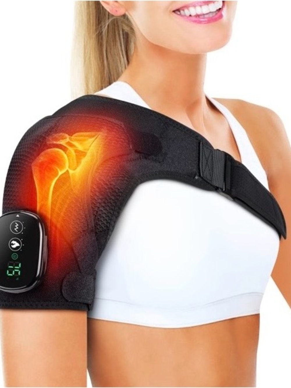 Heating Vibration Massage Shoulder Pad Brace Heat Therapy